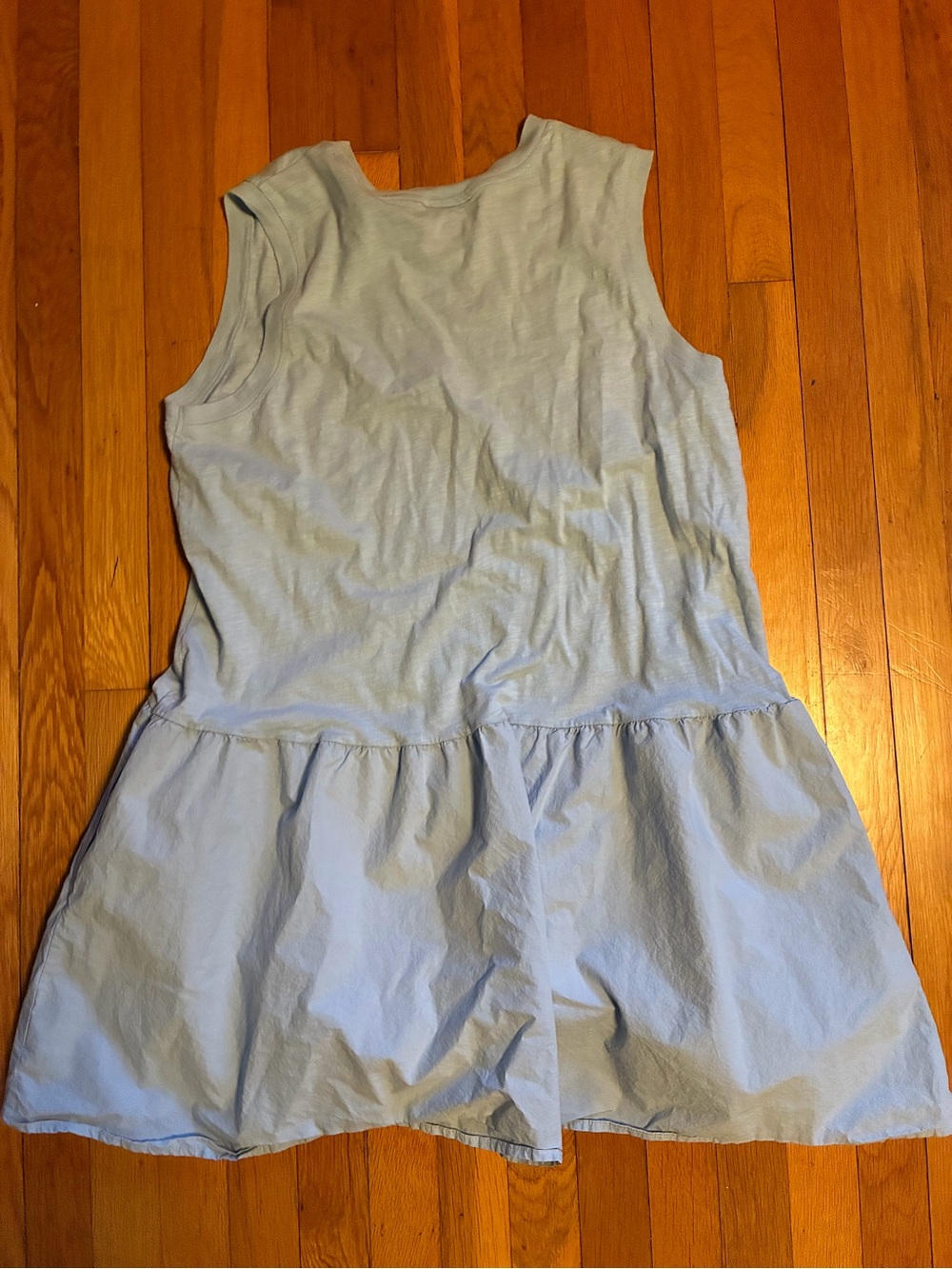 Light Blue Sleeveless Ruffled-Hem Dress